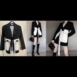 BrandNew Black and White Contrast stitching Blazer